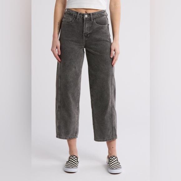 FLYING ANGEL | Nordstrom Gray Wide-Leg Barrel Ankle Jeans - Picture 1 of 13